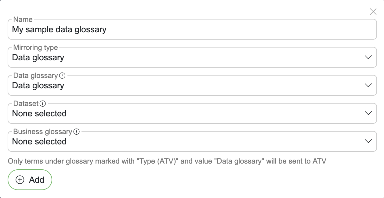 Data glossary mirroring